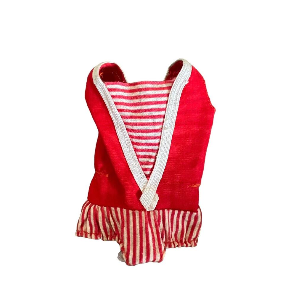 Vintage 1964 Barbie SKIPPER #950 Original Outfit Red Swimsuit Bathing Suit Doll